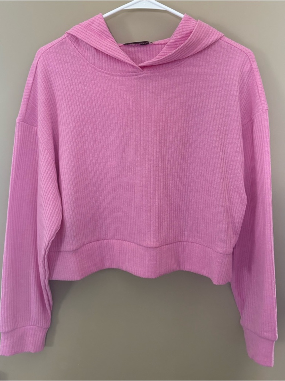 Zenana Drop Shoulder Lightweight Ribbed Cropped Hoodie